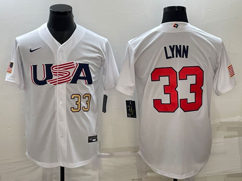 Men 2023 World Cub USA 33 Lynn White Nike MLB Jersey2